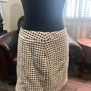 Banana Republic Black and Cream Checkered Pencil Skirt